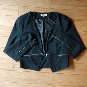 Philosophy Cropped Stretch Blazer with Zippers